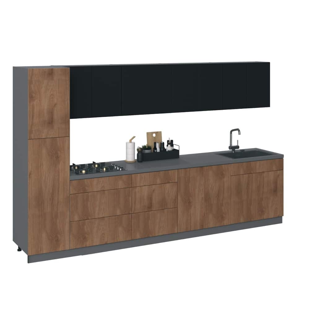 Kitchen Elegant Collection Natural Teak & Black Color Base Size 11Ft Wide - 135x24