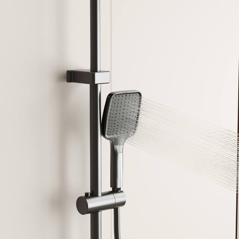 Gunmetal Rainfall Shower System with Handheld Shower 4 Function Shower Faucet Set Wall Mounted Bathroom Shower Column System