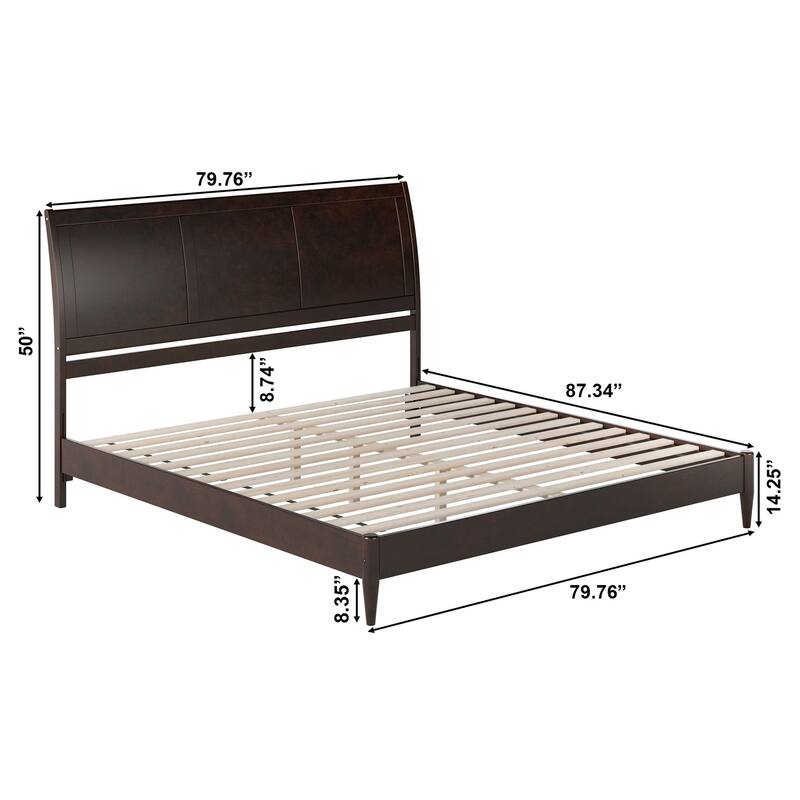 Valencia Solid Wood Low Profile Sleigh Platform Bed