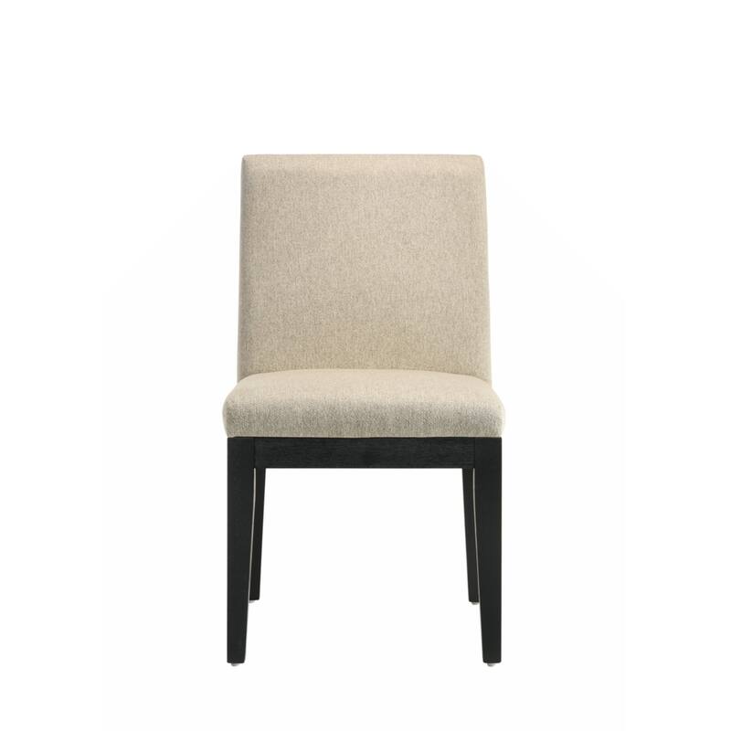 Side Chair (Set-2), Beige Fabric & Black Finish - Beige