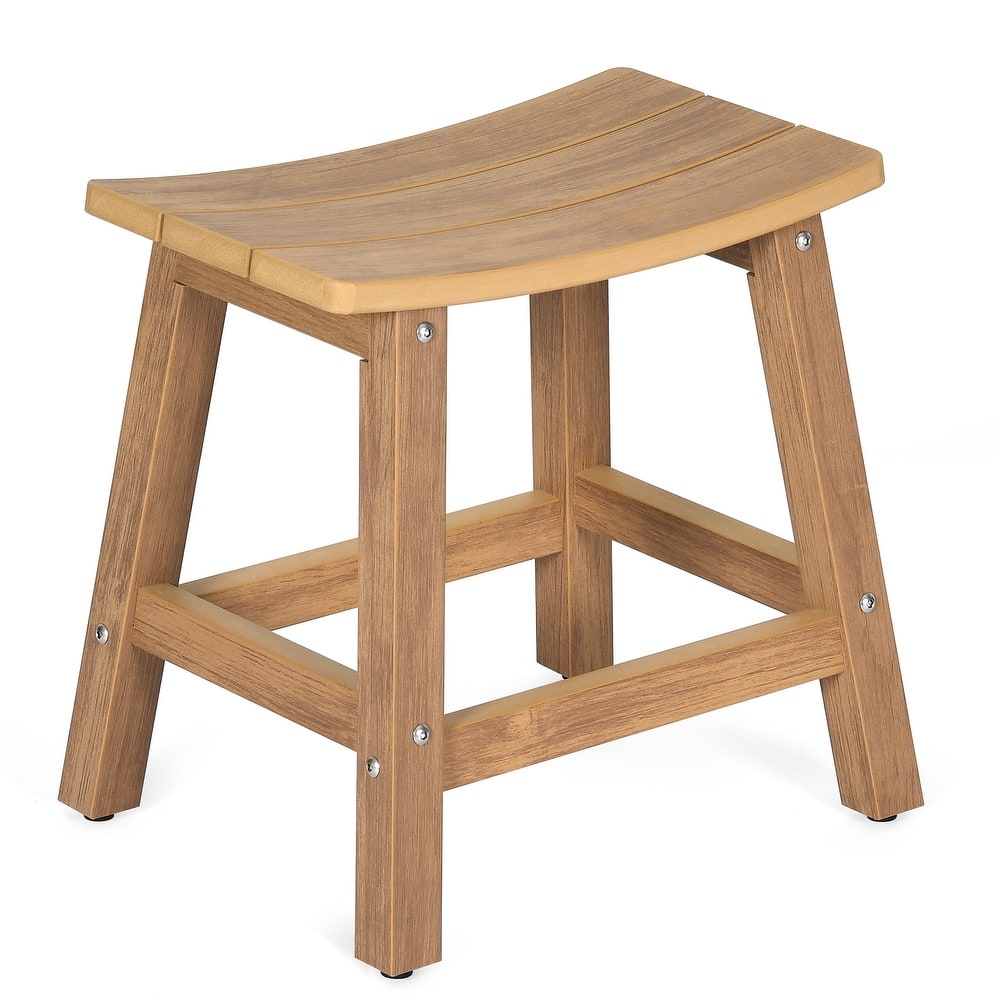 Moasis Natural Teak Plastic Wood Shower Shaving Footrest Stool