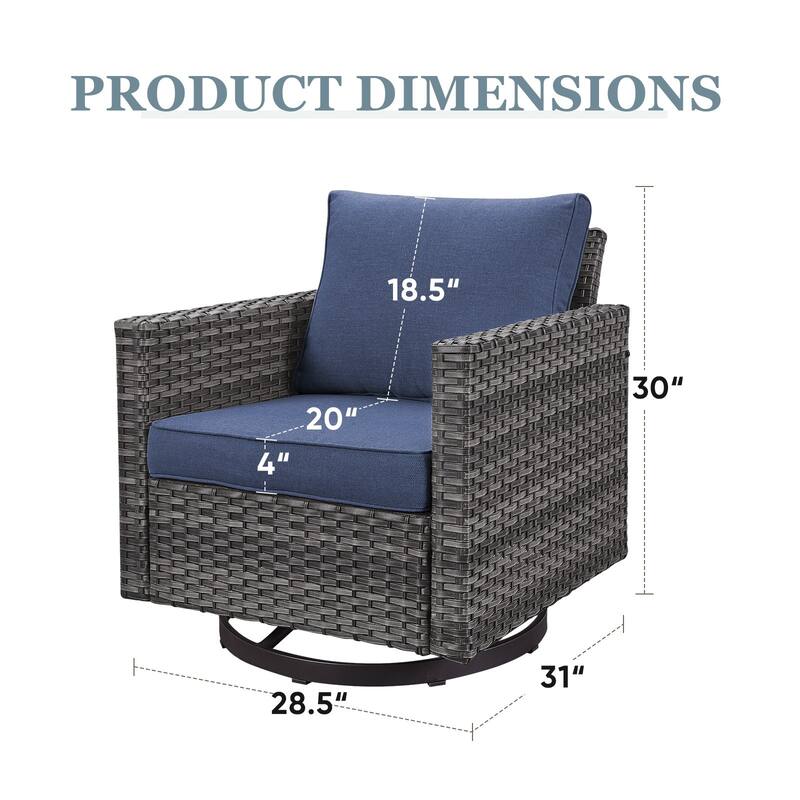 Oversized Outdoor Swivel Rocker Chairs - Grey