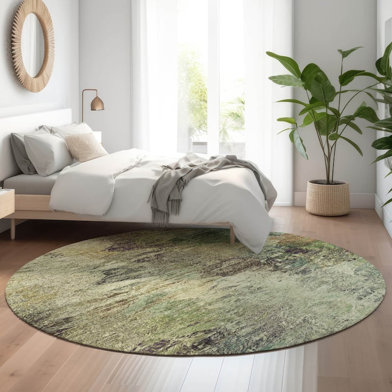 Premium Washable Super Soft Abstract Mirage Mayfield Rug - Beige - 8' x 8' - Round