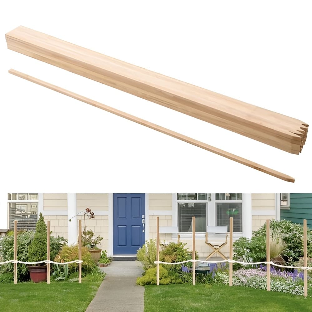 Natural Fir Wood Garden Stakes 25PCS Sharp-Pointed for Plants, Fences and Outdoor Use - 0.69×0.5×48 in