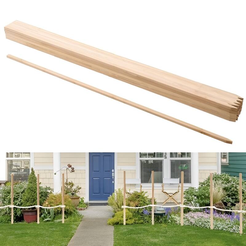 Natural Fir Wood Garden Stakes 25PCS Sharp-Pointed for Plants, Fences and Outdoor Use - 0.69×0.5×48 in