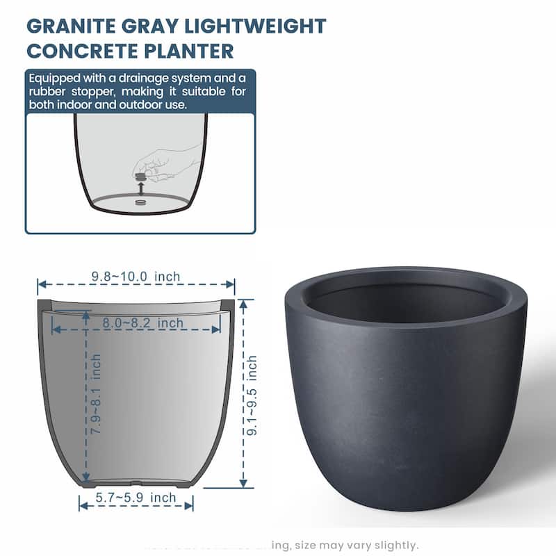 Tall Concrete Round Plant Pots / Large Indoor and Outdoor flower Planters
