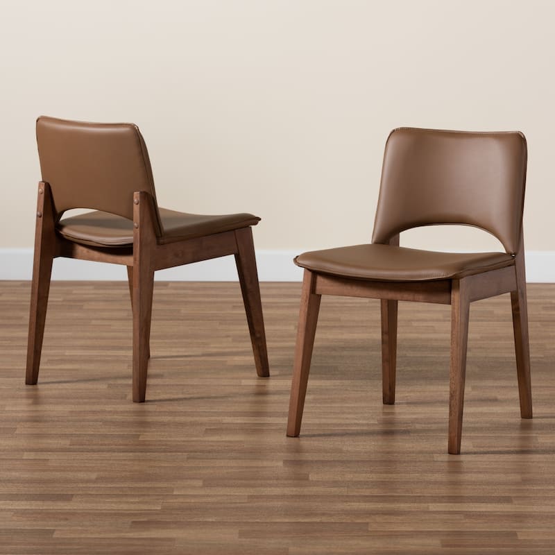 Afton Mid-Century Modern 2-Piece Short Back Dining Chair Set