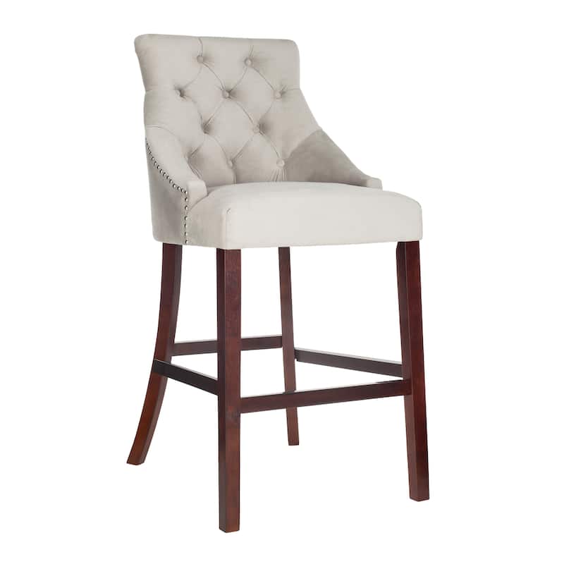SAFAVIEH Clara 30-inch Tufted Wing Back Bar Stool (Set of 2) - 22.5" x 25" x 45" - 23Wx25Dx45H