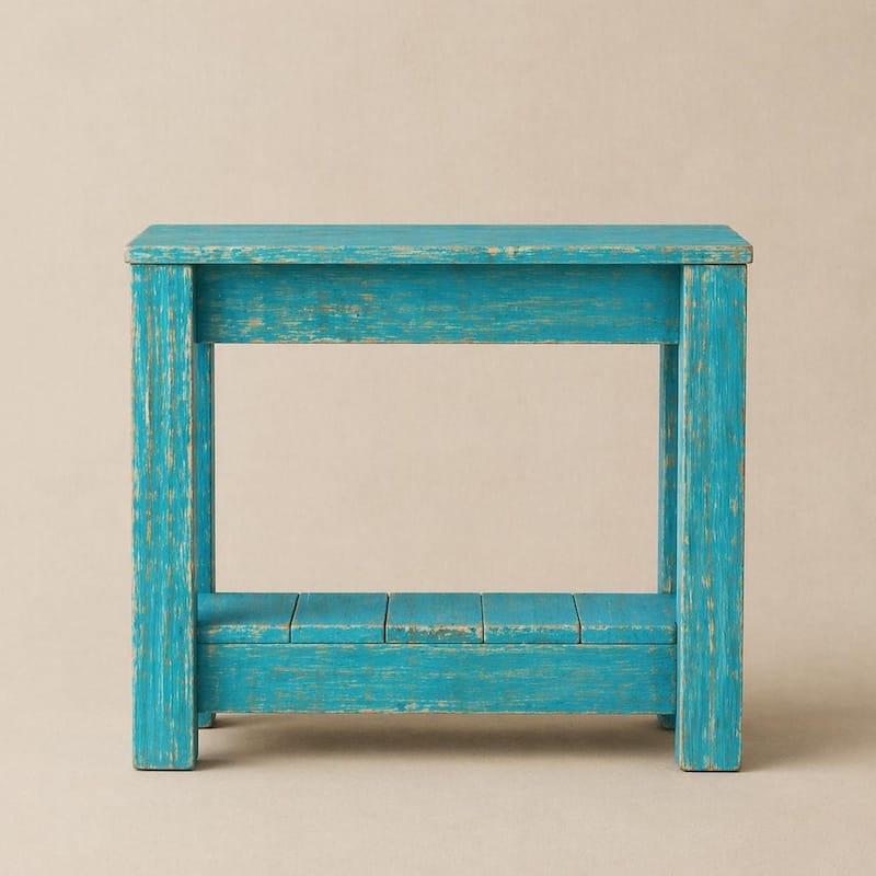 Rustic Bohemian Side Table - Turquoise - Wood