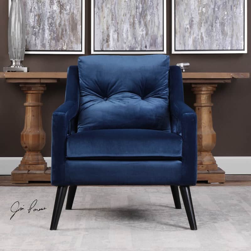 34.75" o'brien blue velvet armchair