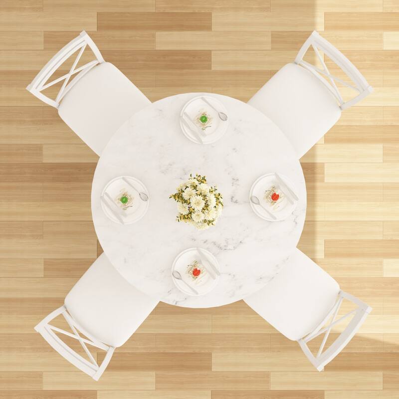 VECELO 36 Inch Round Dining Table for 4 with 400lbs Capacity Sturdy Curved Legs for Kitchen & Dining Room