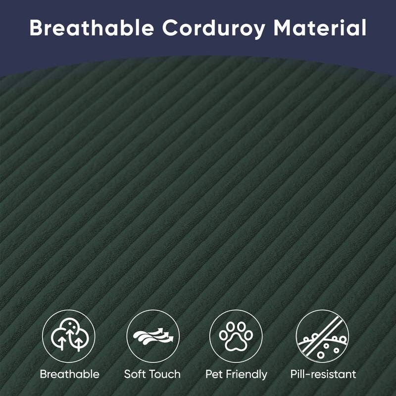 Mixoy 76'' L-Shaped Sofa Set,Corduroy Sectional Sofa,Mid Century 3-Seater Sofa with Storage Ottoman/Loveseat/Single Sofa