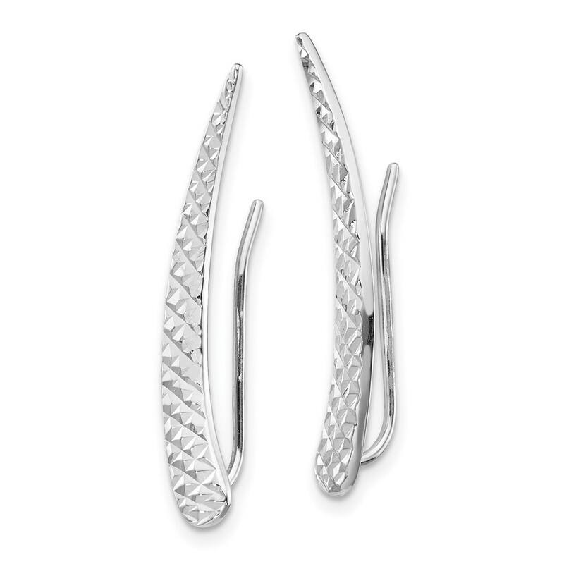 Curata 14k White Gold Textured Ear Climber Earrings 28x3.7mm