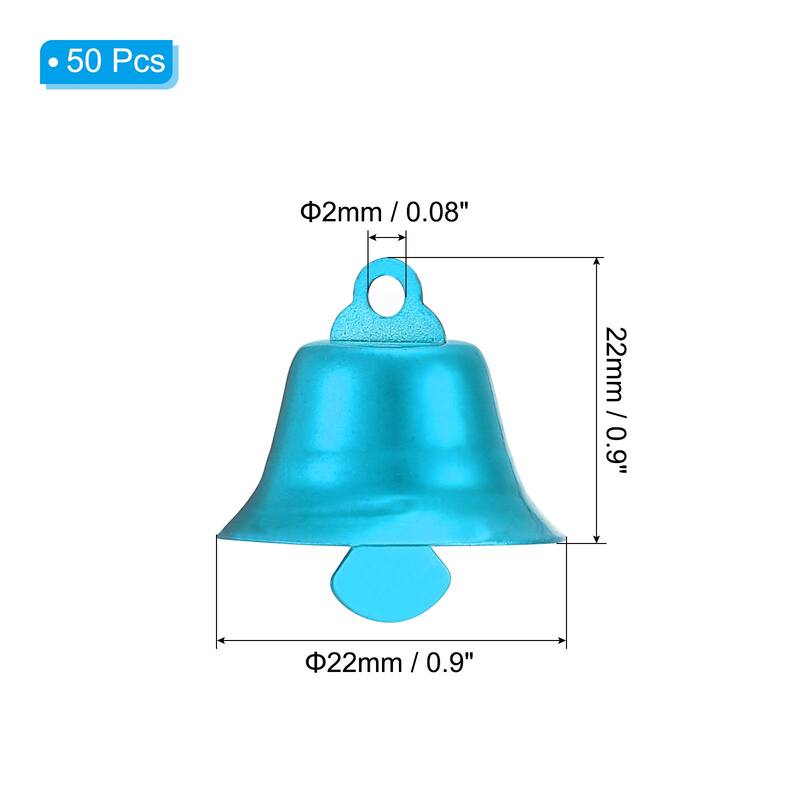 50Pcs Jingle Bells 0.9" Metal Hanging Bells - Blue