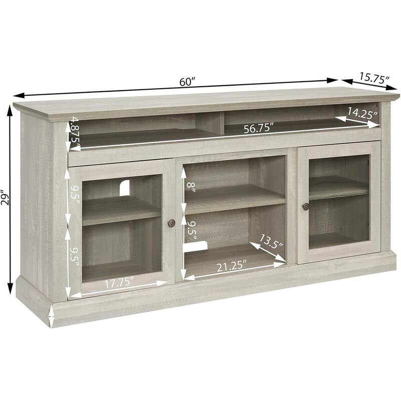 Roomfitters Contemporary TV Media Stand, Modern Entertainment Console, Up to 65" TV, Open & Closed Storage Space