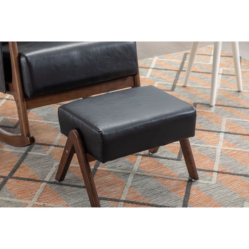 Rocking Chair With Ottoman Modern Upholstered Fabric Rocking Armchair