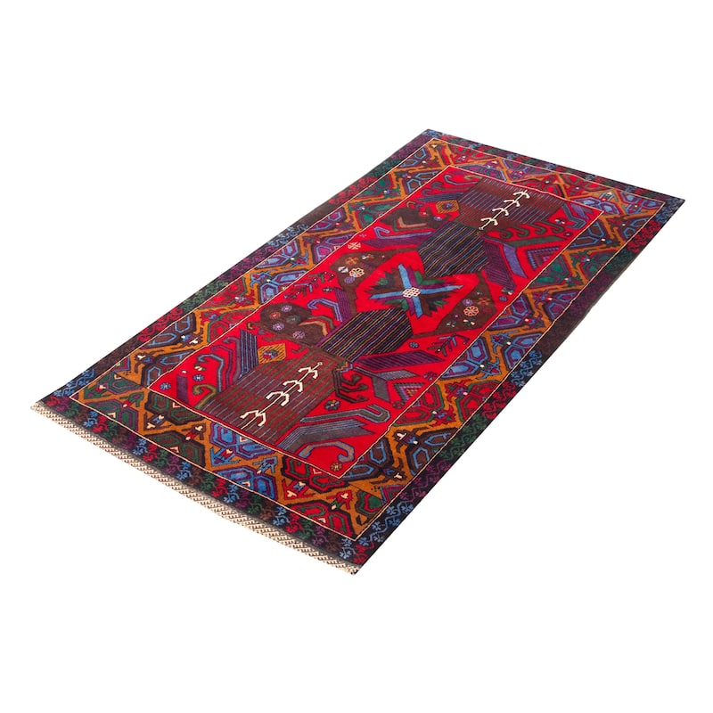 ECARPETGALLERY Hand-knotted Teimani Red Wool Rug - 3'6 x 6'9