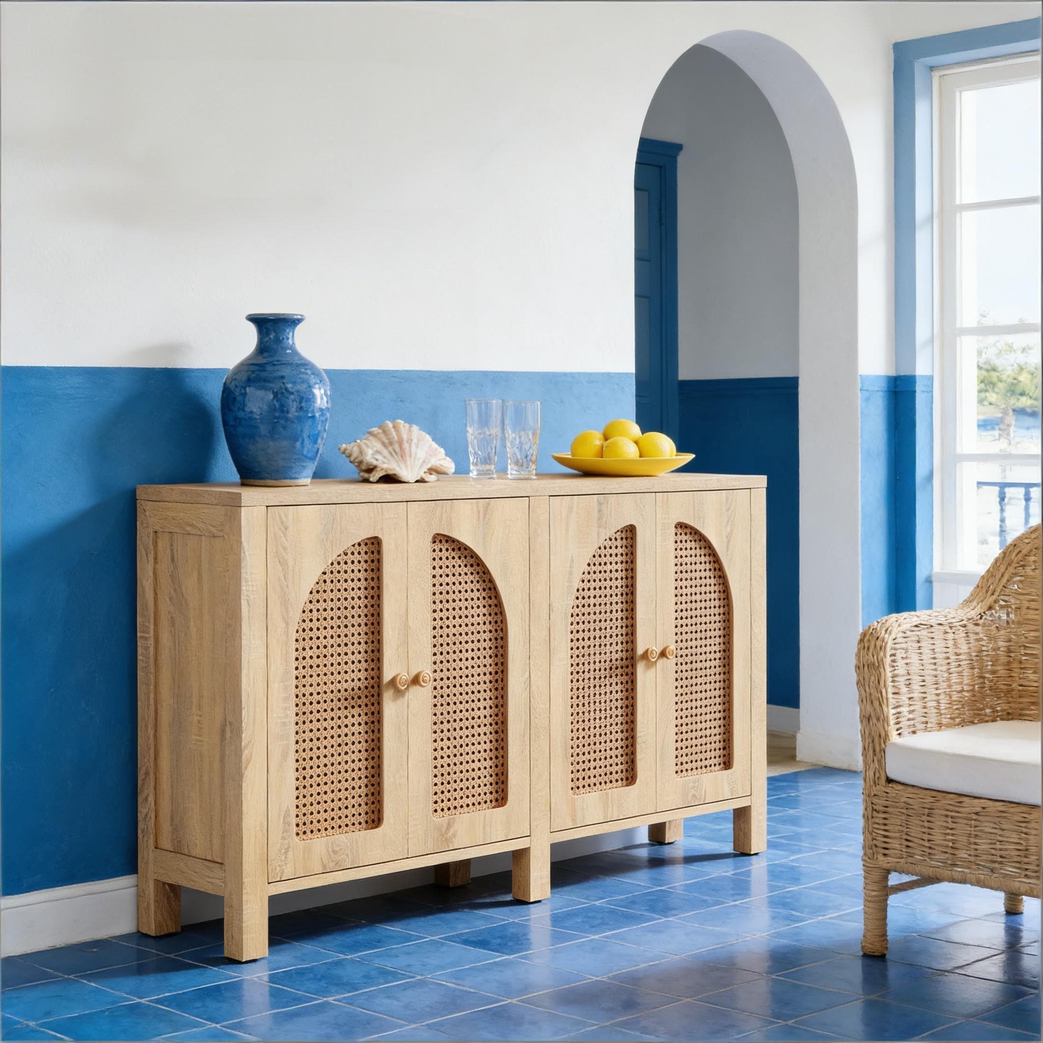 Rustic Farmhouse Style Storage Cabinet, Sideboard Buffet, Coffee Bar Cabinet