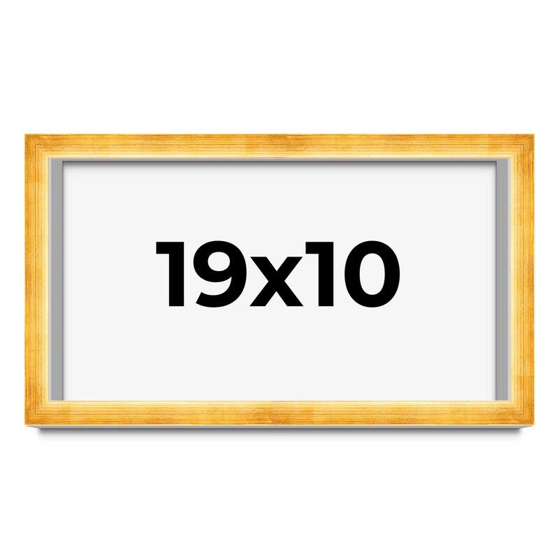 19x10 Shadow Box Frame Gold | 1.625 Inches Deep Real Wood Traditional