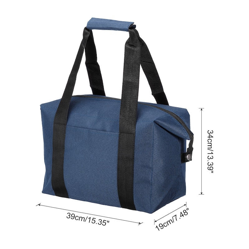 Insulated Lunch Bag, Lunch Tote Bag, 13.39"x7.48"x15.35" - Navy Blue