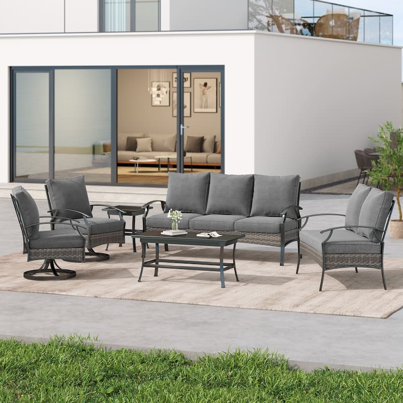 6-Piece Patio Sofa Furniture Set Outdoor Seating Group with Cushions