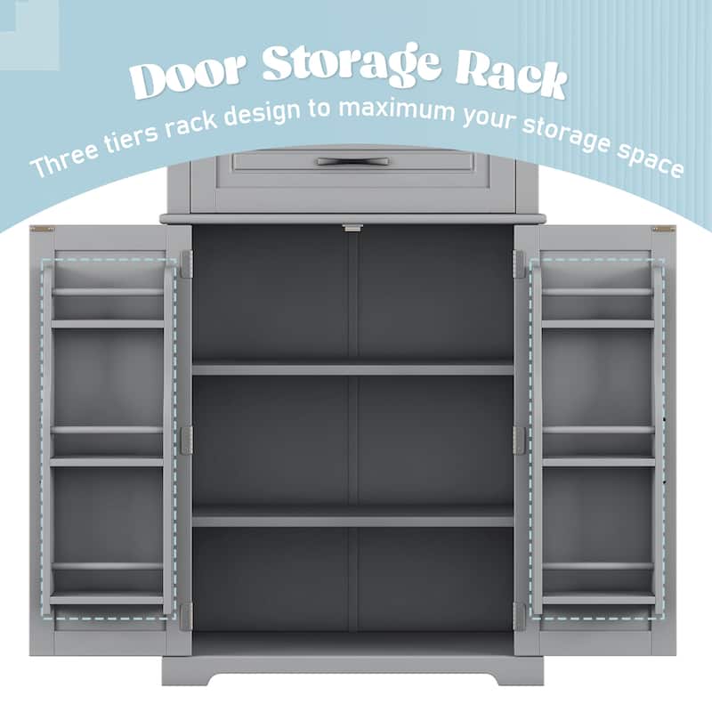 Freestanding Bathroom Cabinet with Adjustable Shelf, Storage Drawer and Doors, MDF Tall Organizer for Bathroom