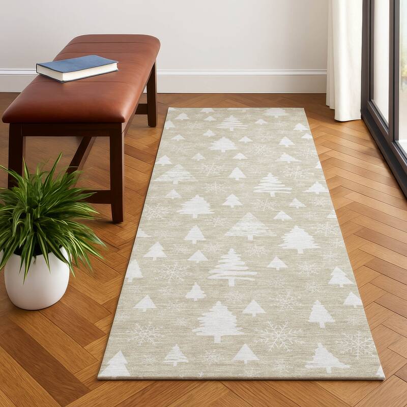 Premium Washable Super Soft Christmas Tree Mayfield Rug - Beige - 2'3" x 7'6"