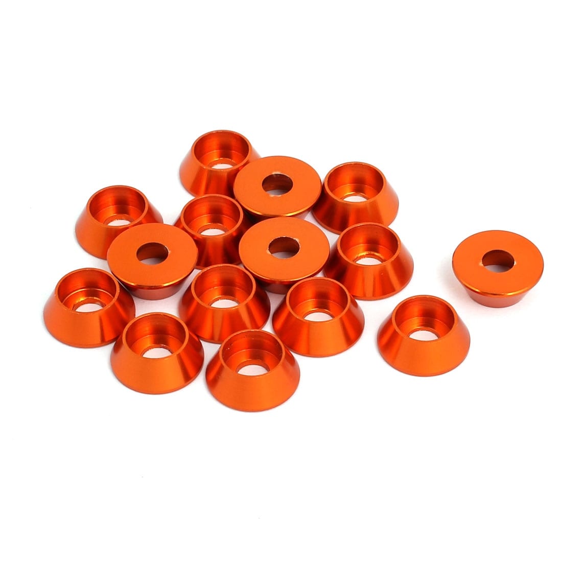 M4 Aluminium Alloy Cone Shape Engine Bay Fender Bumper Washer Orange 20pcs
