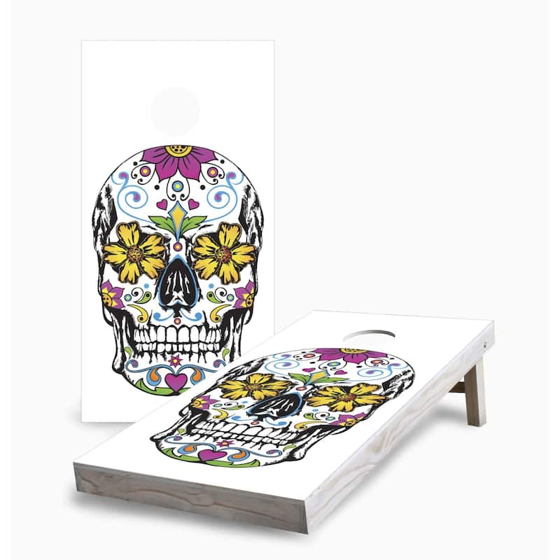Sugar Skull Two Cornhole Game (Choose Wraps or Boards) - 2x4 Boards (24" x 48") - NO Accessories