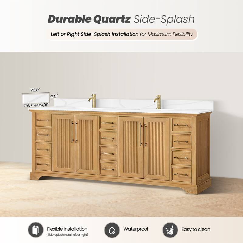 Tokyo Bath Vanity with Quartz Stone Top without Mirror