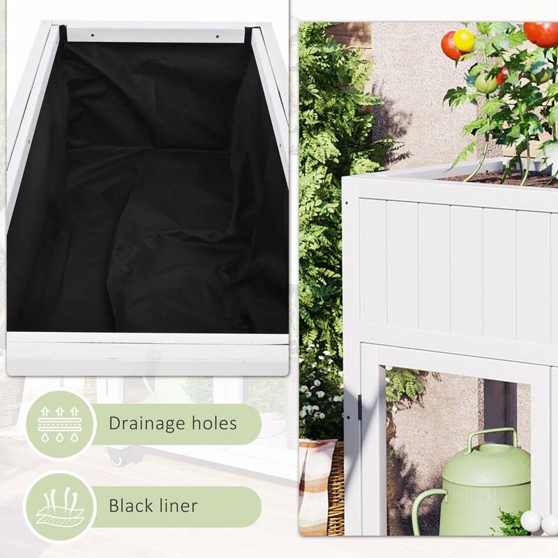 Compact 35.4" x 17.7" x 37.4" Wooden Cold Frame – Portable Greenhouse with Wheels & Dual Doors for Indoor/Outdoor Gardening‌