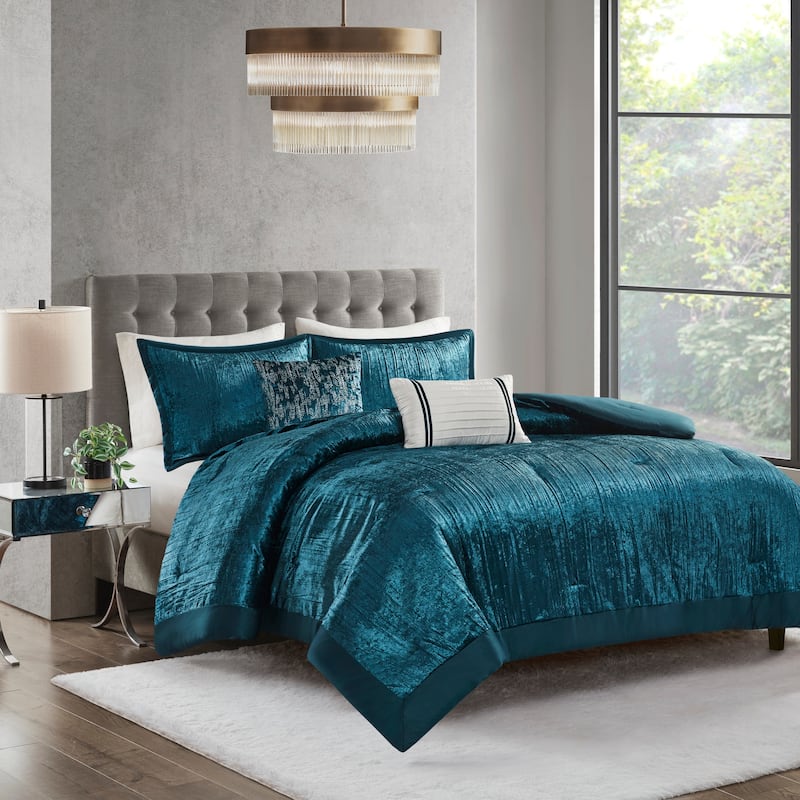 Madison Park Reagan 5 Piece Crinkle Velvet Comforter Set