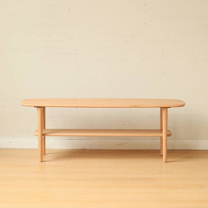 Christopher Knight Home - Hudson Solid Oak Coffee Table with Storage Shelf for Living Room & Home Office