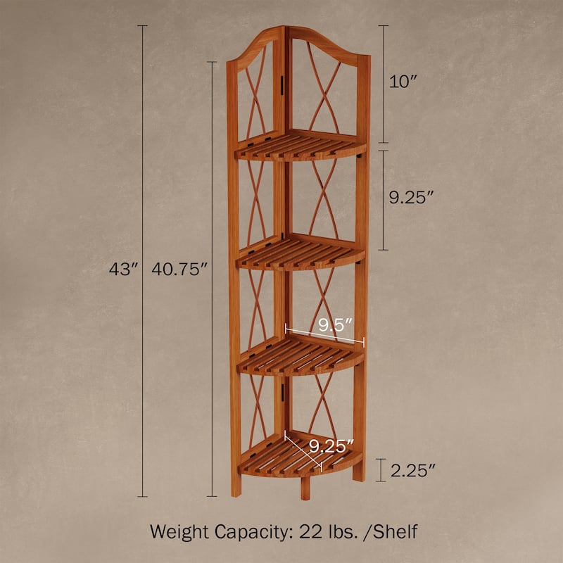 Windsor Home 4 Tier Wood Folding Corner Display Shelf