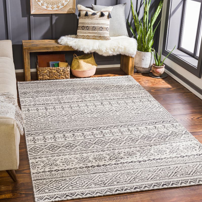 Artistic Weavers Shobha Handmade Wool Boho Area Rug - Black/Ivory - 8' x 10'