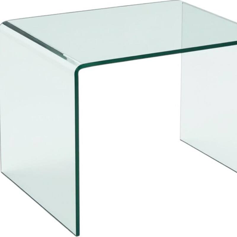 HomeRoots 19" Clear Glass Sled End Table - 19.72 in. x 18.89 in. x 15.80 in.