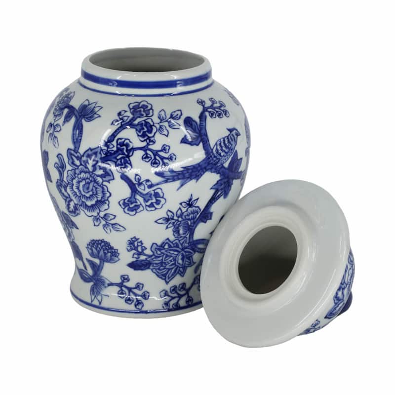 Sagebrook Home Ceramic Chinoiserie Ginger Jar with Lid