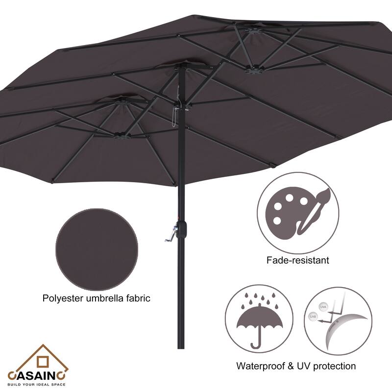 15-ft. Rectangular Crank Double-sided Large Outdoor Market Umbrella Patio Umbrella with Base Included