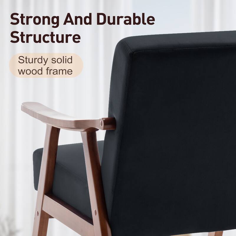 Modern Velvet Accent Chair with Solid Wood Frame