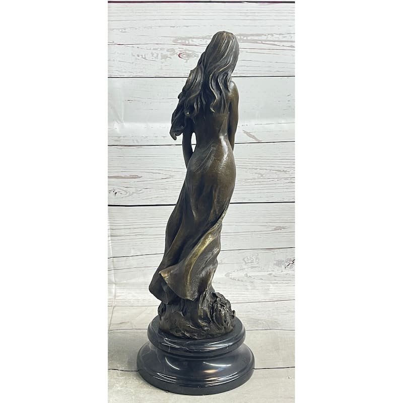 Signed Original French Milo Bridal Gift Bride With Bouquet Of Flower Bronze Figure