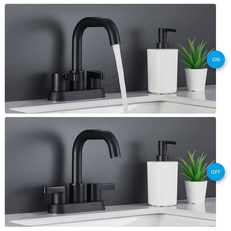 Modern 2 Handle 360° Swivel Bathroom Sink Faucet with Pop Up Drain and Water Supply Line, Anti Fingerprint, Anti Rust