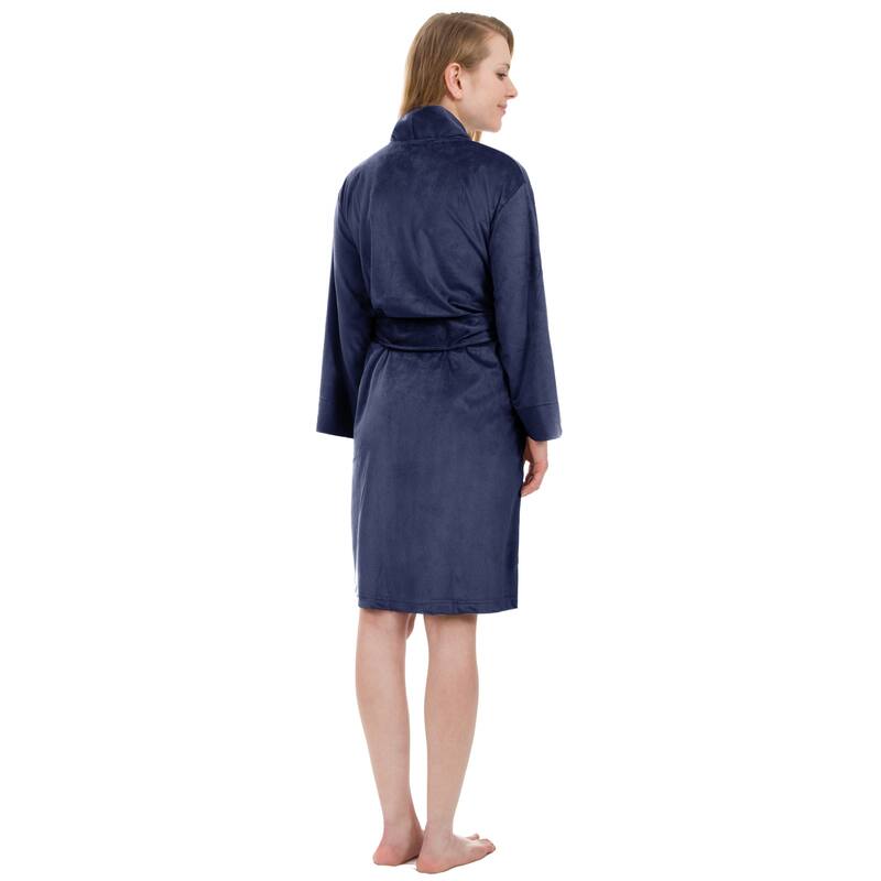 Leisureland Women's Ultra Soft Velvet Fleece Robe with Inseam Pockets