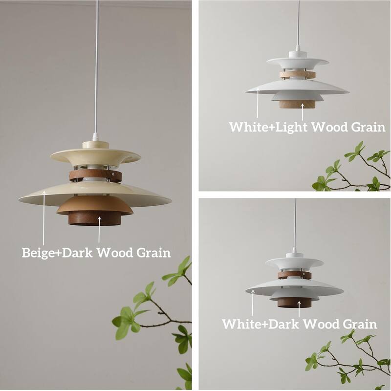 Adjustable dining room light beige+dark wood pendant lamp wood, metal hanging light