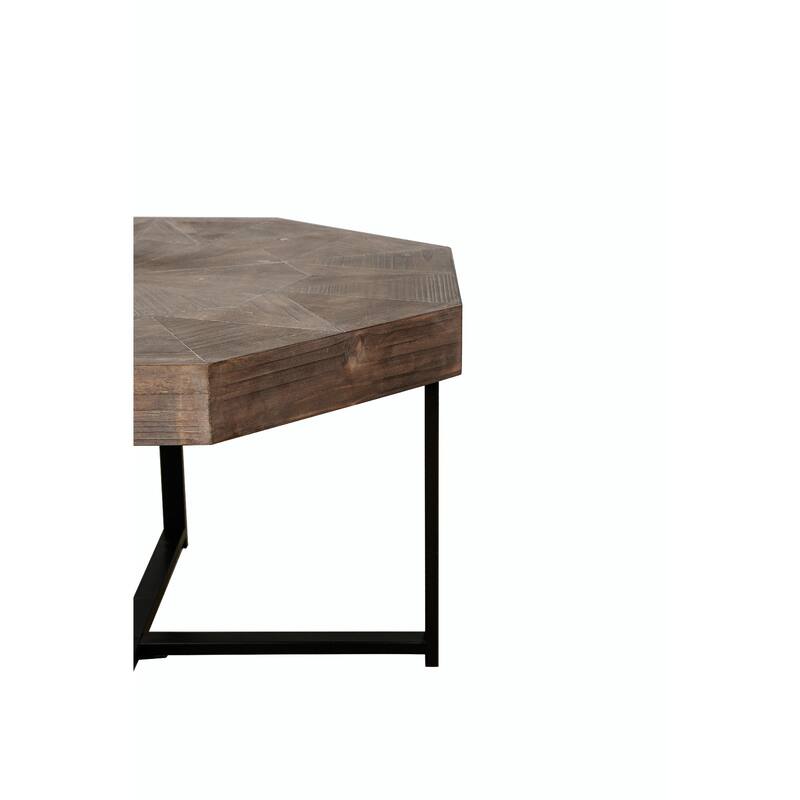 30-Inch Wood Octagonal Vintage Patchwork Coffee Table