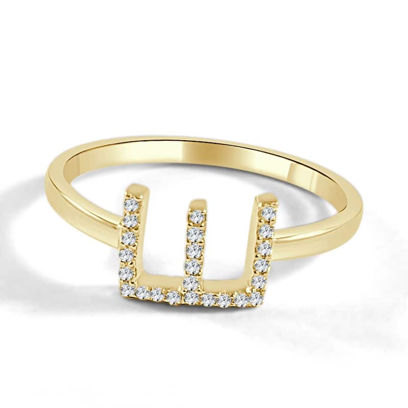 Joelle Collection Diamond Initial Ring for Her 14k Yellow Gold 1/10 ct TDW Women's Ring