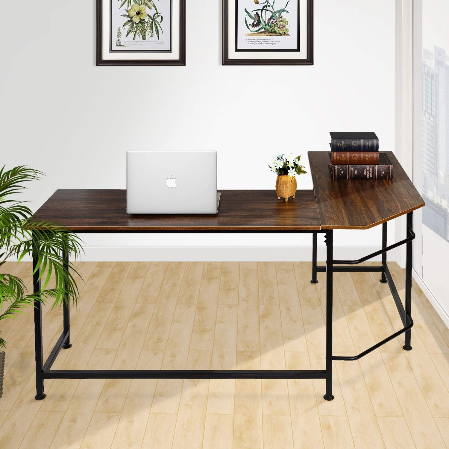Shop Vecelo Home Office Computer Table L Shaped Corner Table Wood