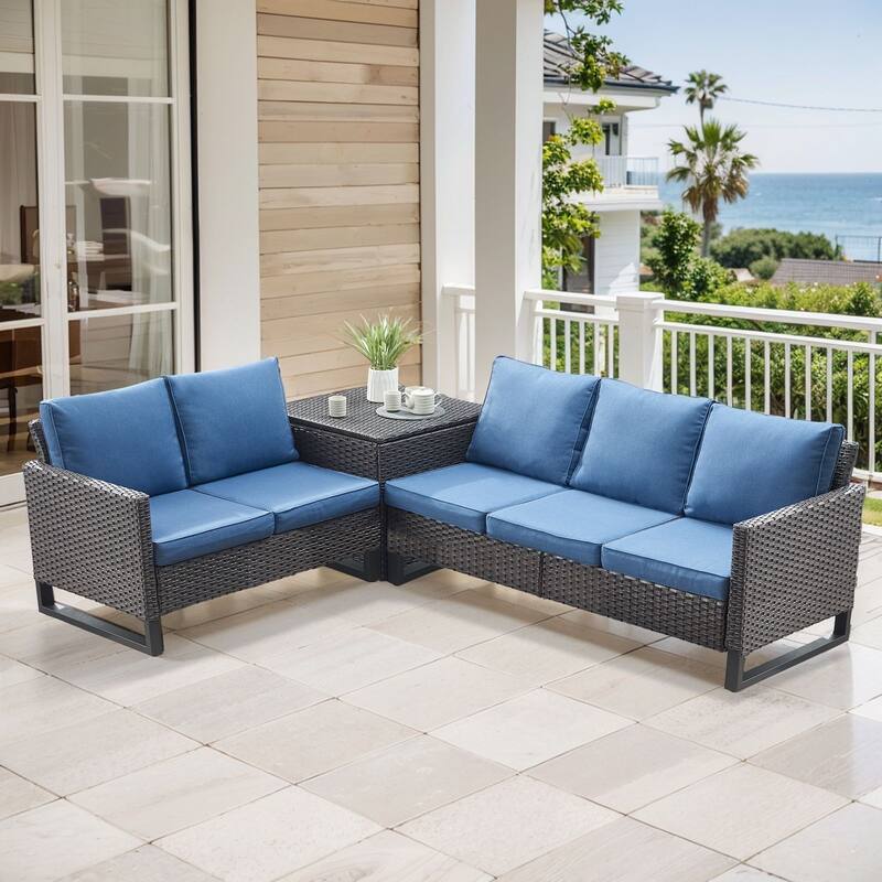 Gymojoy 5 Person All-Weather Wicker Outdoor Patio Sofa Set With Cushions