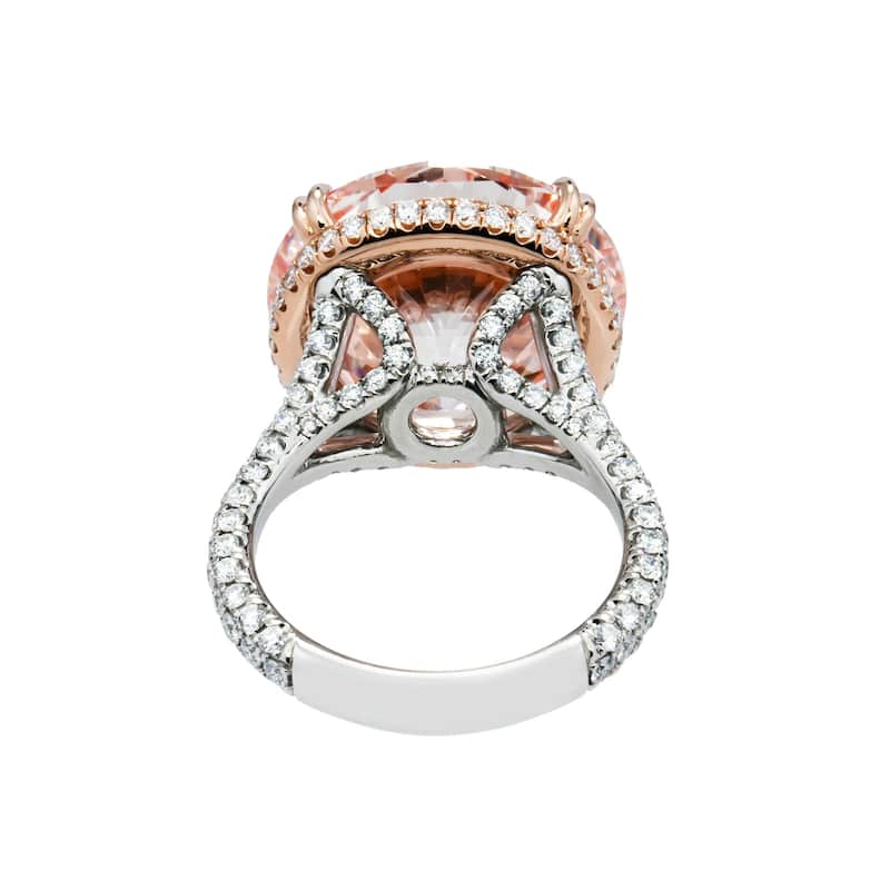 House Of Leon Platinum 19.27ct Round Fancy Vivid Pink Diamond Ring 21.18ctw GIA
