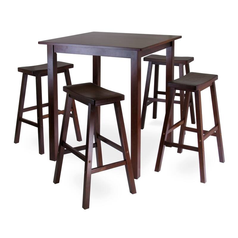 5 Parkland Square High Pub Table Set 4 Saddle Seat Stools 38.75"