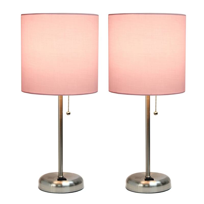 Simple Designs 19.5" 2 Pack Table Desk Lamp Set with Charging Outlet - 19.50